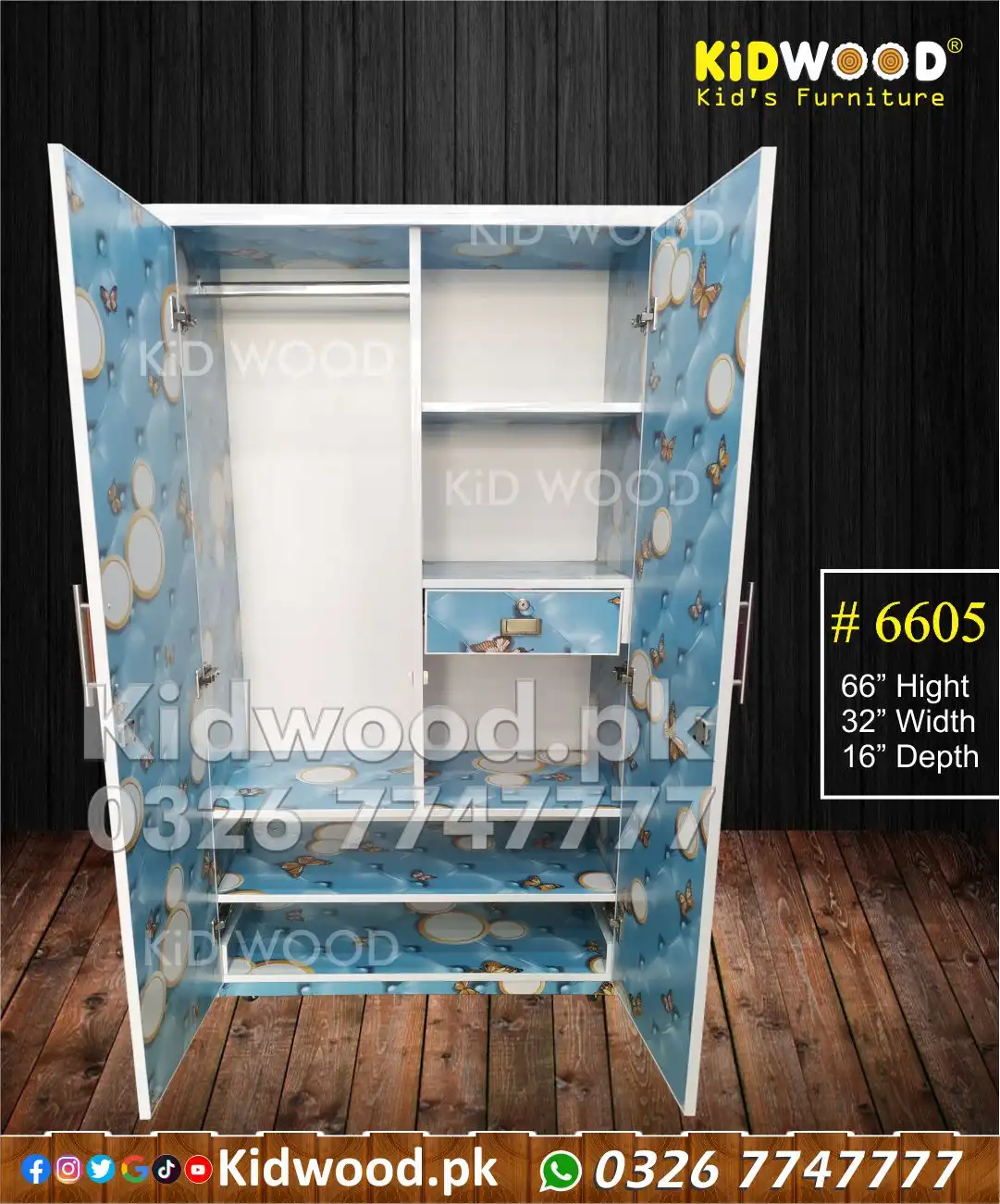 Wooden Wardrobe Butterfly 6605